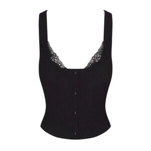 SKIMS Soft Lounge Lace Tank Top in Onyx 3x